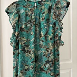 Rachel Zoe Teal Floral Blouse
